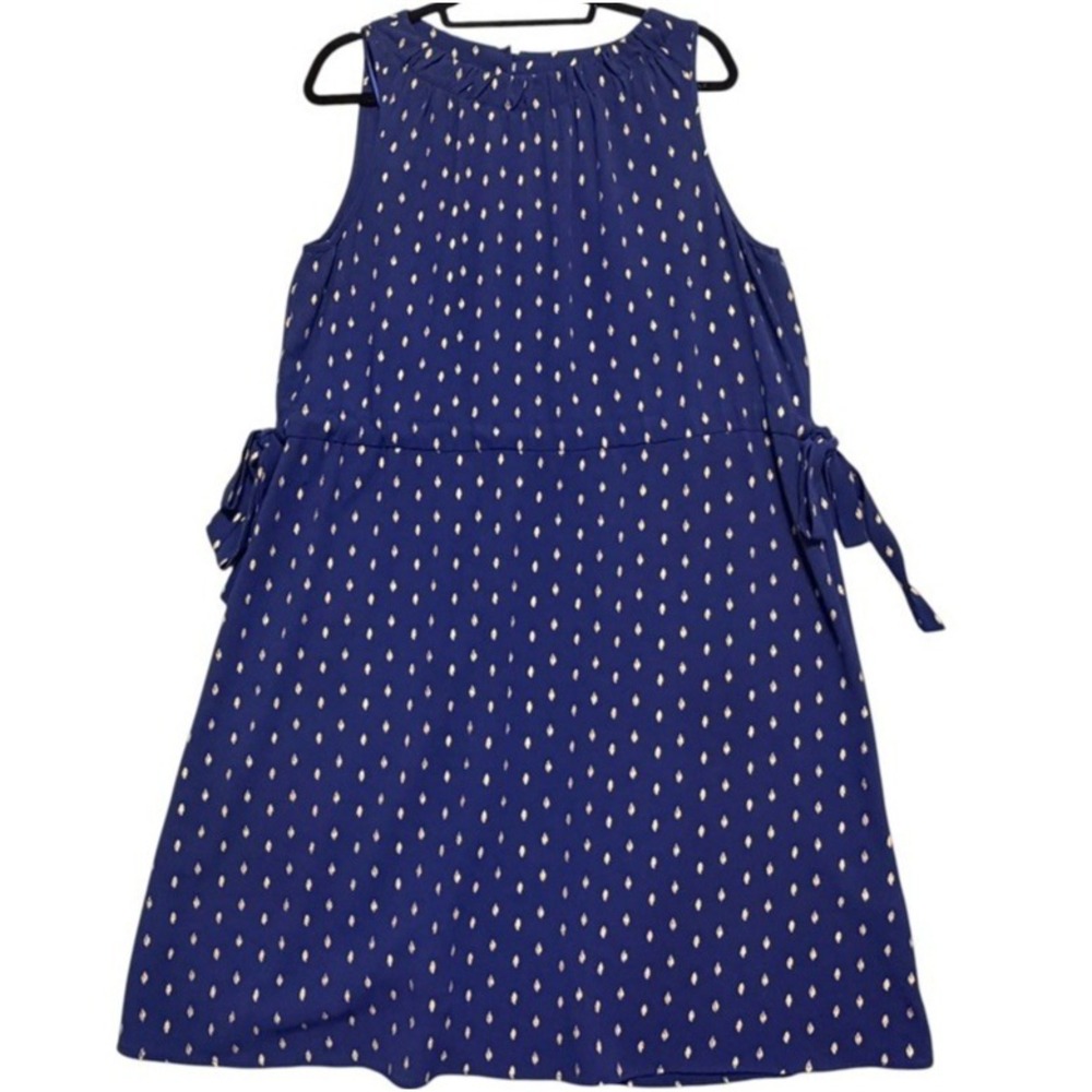 Juicy Couture Dress Women XXL Blue Gold Metallic Polka Dot Sleeveless Tie Waist